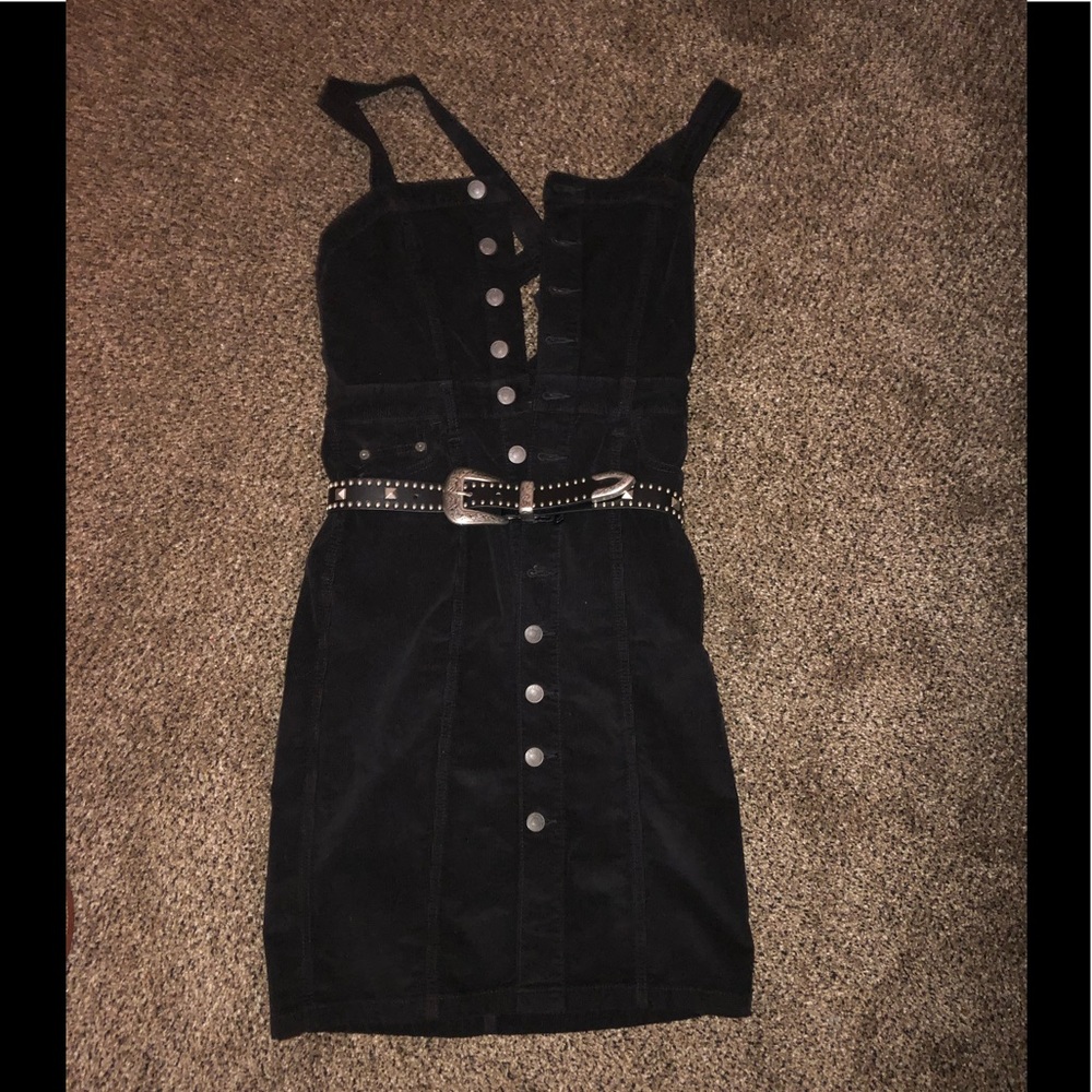 Freepeople black Corduroy button up dress